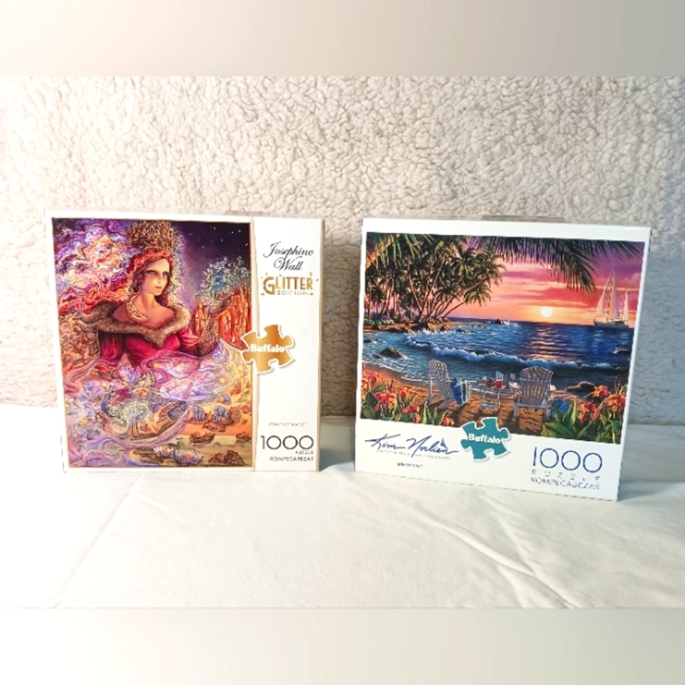 Buffalo 1000 Piece Puzzles X2 (1 Open, 1 Sealed) Josephine Wall, Kim Norlien